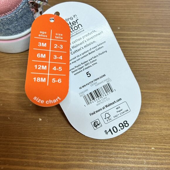 Wonder Nation Baby Denim Slip On Shoes Size 5 NWT Happy Face - Picture 7 of 9